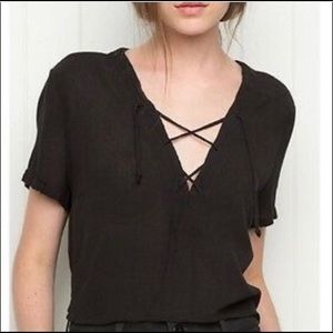 Brandy Melville Black Lace Up Top